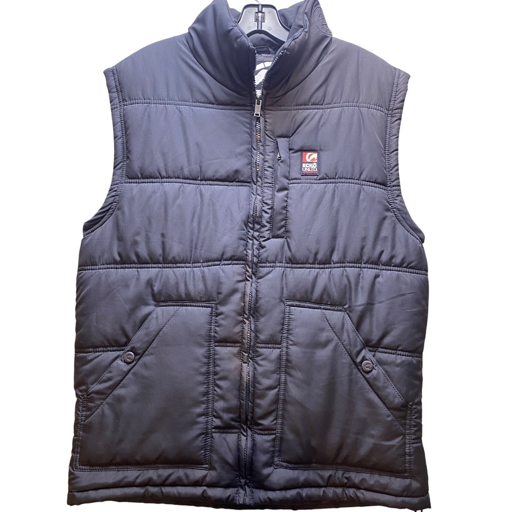 Ecko‎ Unltd Puffer Vest Mens Medium Full Zip Sleeveless Spell Out Outdoor Y2K